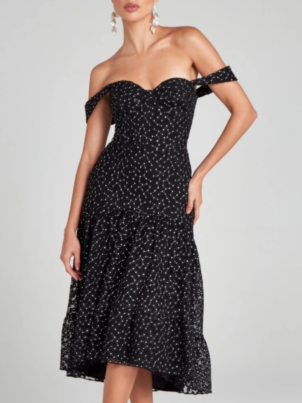 Nadine Merabi black floral corset dress size XS new with tags